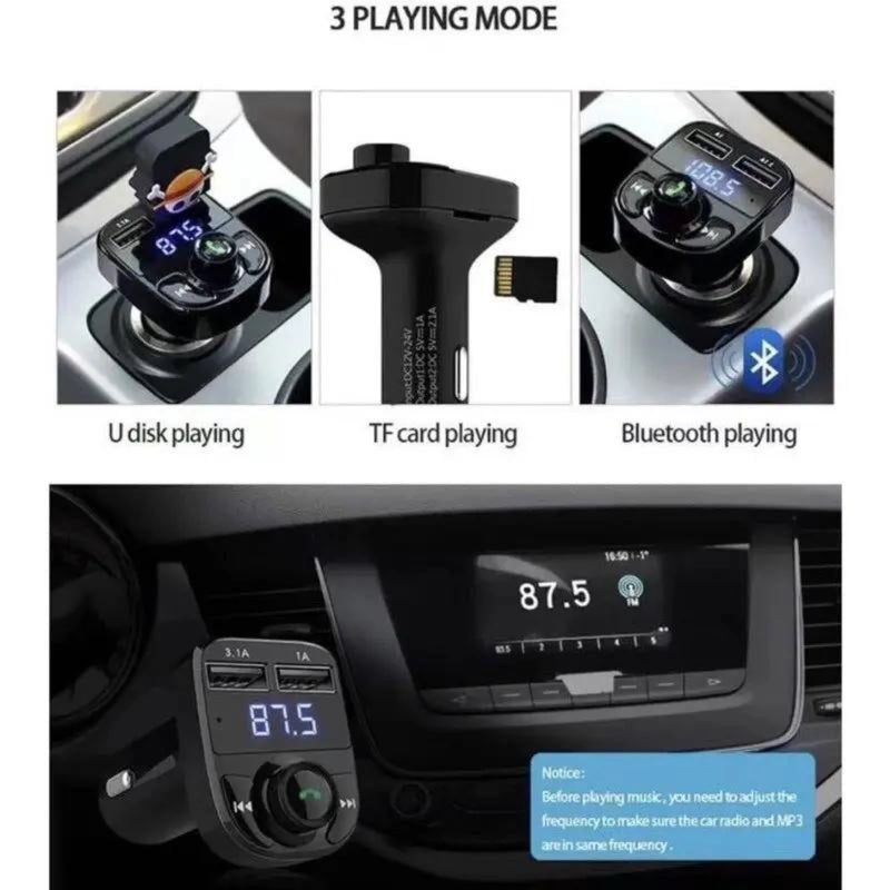 Bluetooth Carro Sem Fio Transmissor Fm Mp3  Kit Mãos Livres