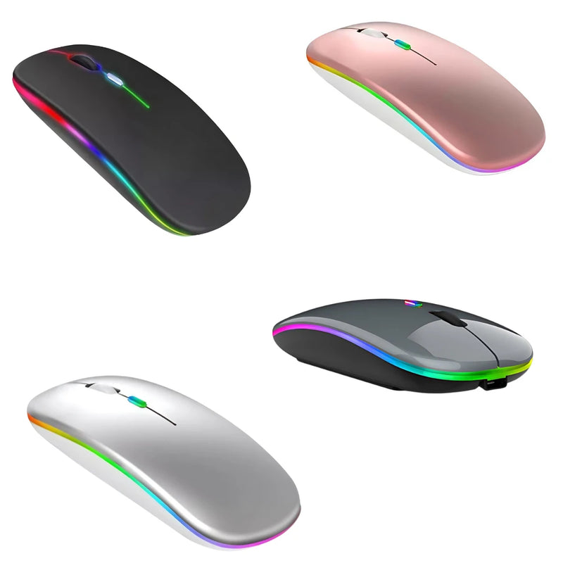 Kit Até 3 Mouses Wireless Recarregável Led Rgb 2.4 Ghz Sem Fio