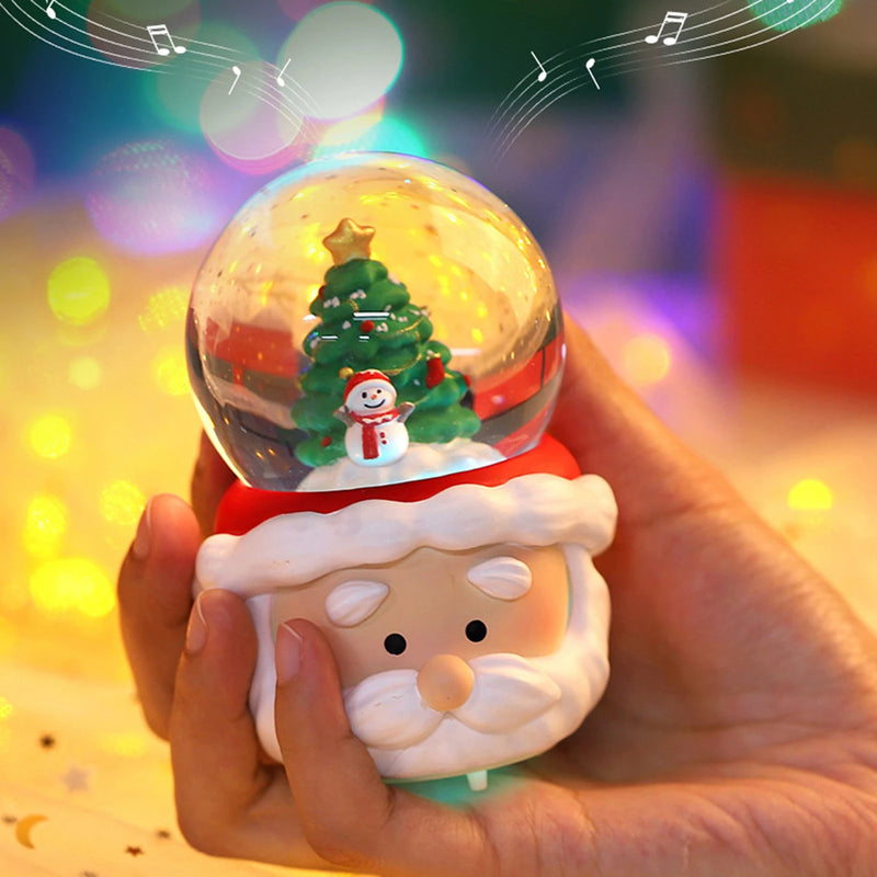 Novo natal caixa de música decorações árvore natal velho bola de cristal saco bênção presente criativo neve luzes carrossel